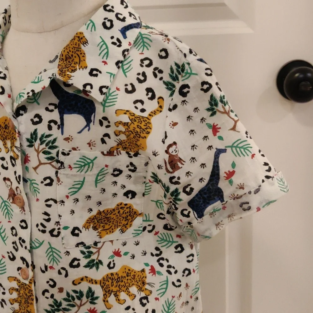 New!Art Class Girls Safari Animal Graphic Top Ties Waist & Pants Set Cottagecore